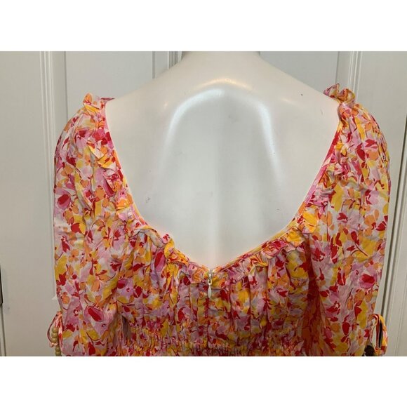 Hale Bob Pink, Orange & Yellow Floral Fit & Flare Dress, NWT! Size XS - Picture 7 of 10